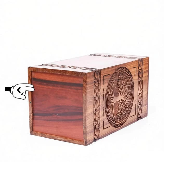 Handmade Wooden Urn for Ashes with Tree