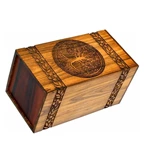 Handmade Wooden Urn for Ashes with Tree