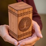 Handmade Wooden Urn for Ashes with Tree