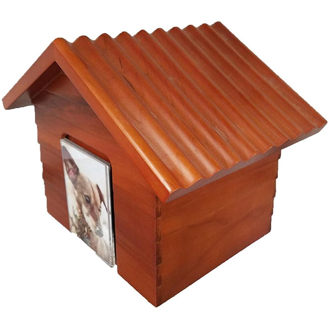 Gable Roof DogHouse Style Wooden Pet Cremation Urns