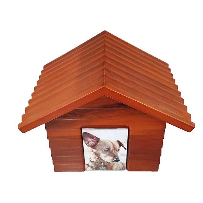 Gable Roof DogHouse Style Wooden Pet Cremation Urns