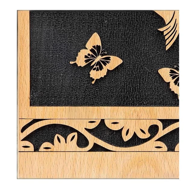 Hummingbird Pattern Engraved Wooden Cremation Urn