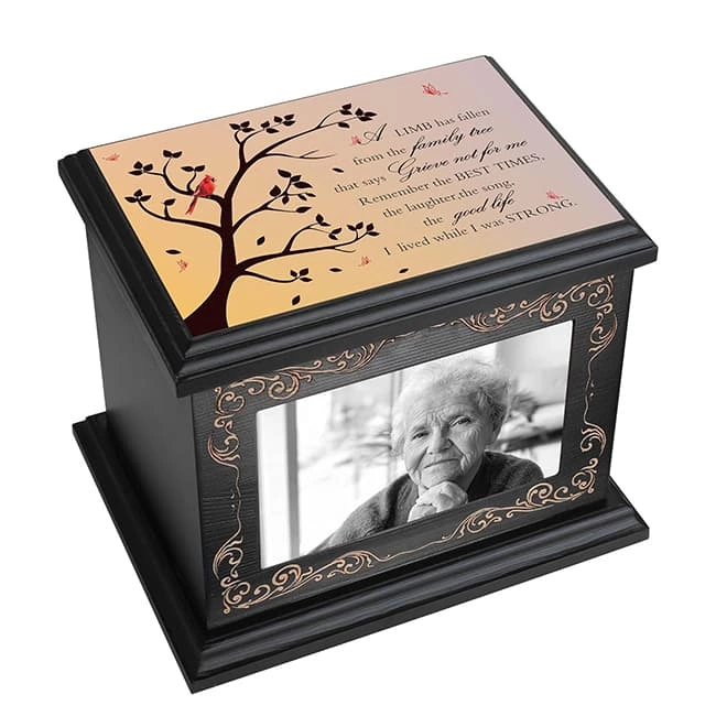 Wooden Cremation Urn with Photo Frame, Memorial Urn for Human Ashes