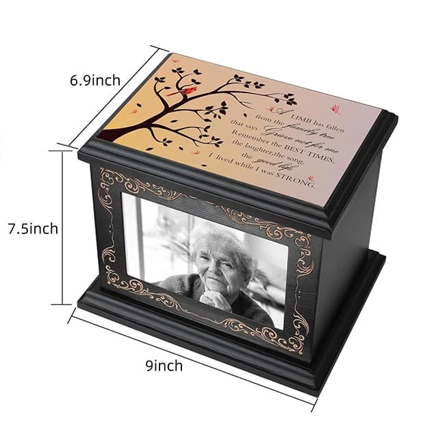 Wooden Cremation Urn with Photo Frame, Memorial Urn for Human Ashes