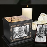 Wooden Cremation Urn with Photo Frame, Memorial Urn for Human Ashes