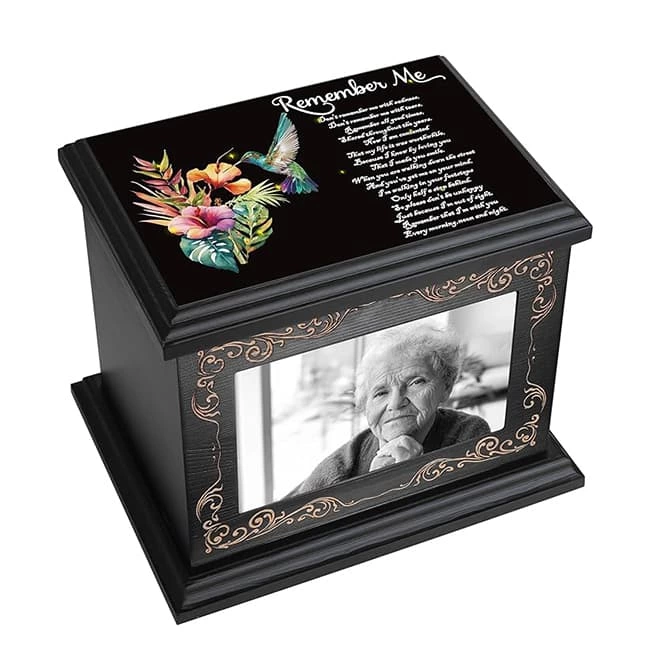 Wooden Cremation Urn with Photo Frame, Memorial Urn for Human Ashes