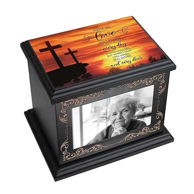 Wooden Cremation Urn with Photo Frame, Memorial Urn for Human Ashes