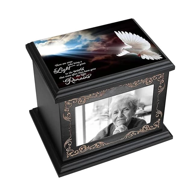 Wooden Cremation Urn with Photo Frame, Memorial Urn for Human Ashes