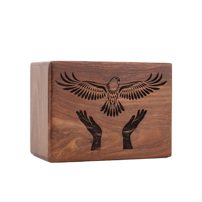 Solid Wooden Urn, Engraved Cremation Urn for Human or Pets