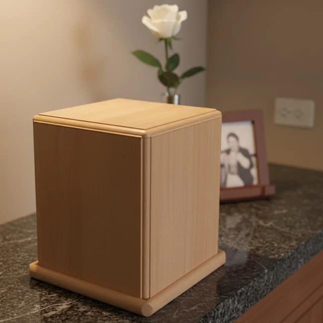 Plain Beech Wood Cremation Urn Minimalist Keepsake Design