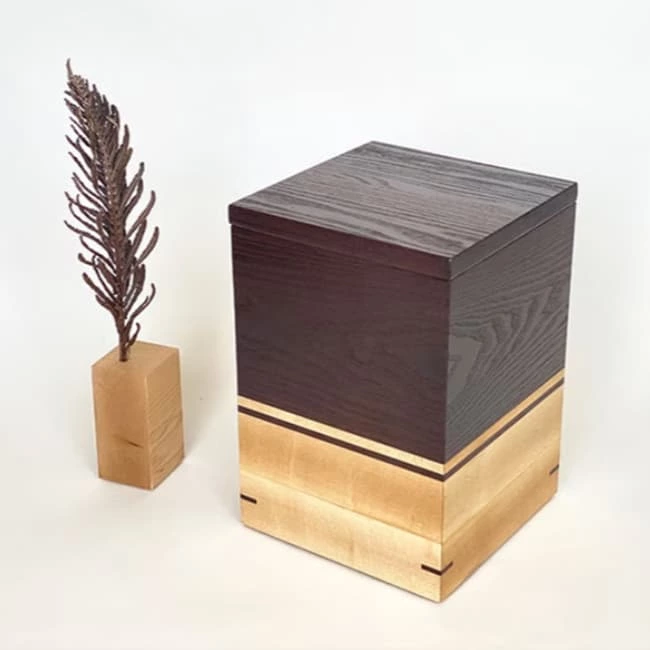 Wooden Cremation Urn with Removable Keepsake Tray