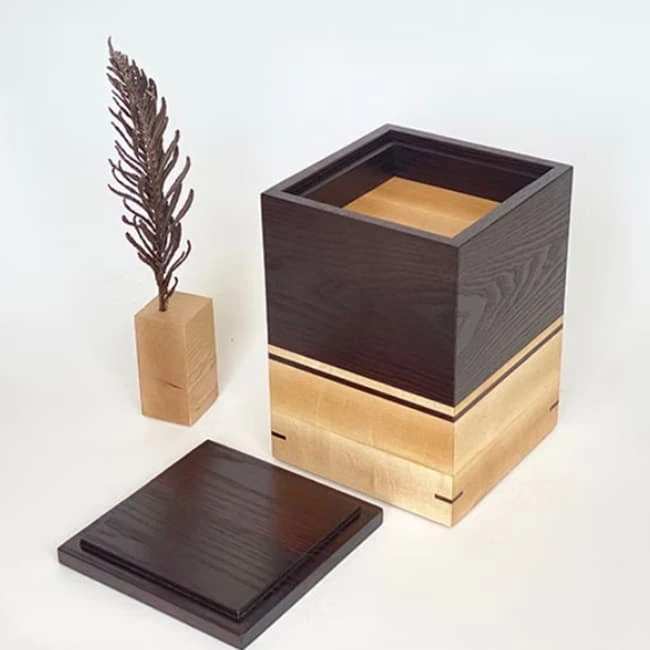 Wooden Cremation Urn with Removable Keepsake Tray