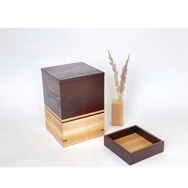 Wooden Cremation Urn with Removable Keepsake Tray