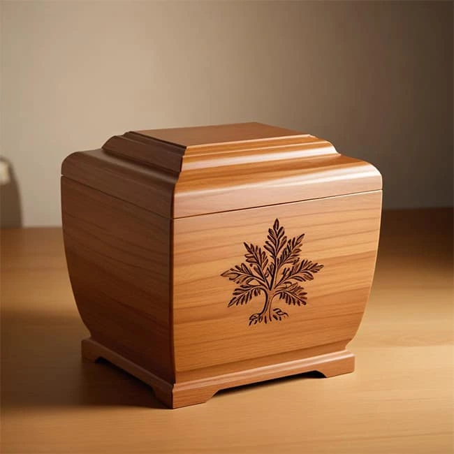Tree of Life Wooden Urn Box for Human Ashes