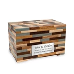 Paulownia Wood Mosaic Design Brown-gray Tone Transition Cremation Urn