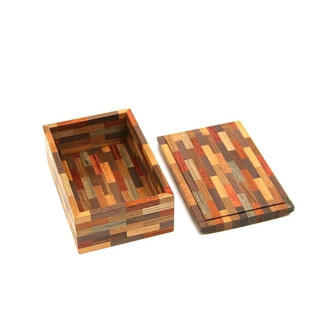 Paulownia Wood Mosaic Design Brown-gray Tone Transition Cremation Urn