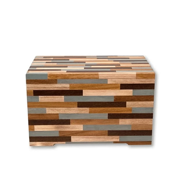 Paulownia Wood Mosaic Design Brown-gray Tone Transition Cremation Urn