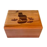 Engraved Cat Pattern Wooden Cremation Urn
