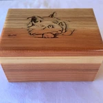 Engraved Cat Pattern Wooden Cremation Urn