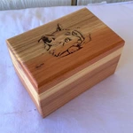 Engraved Cat Pattern Wooden Cremation Urn