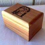 Engraved Cat Pattern Wooden Cremation Urn