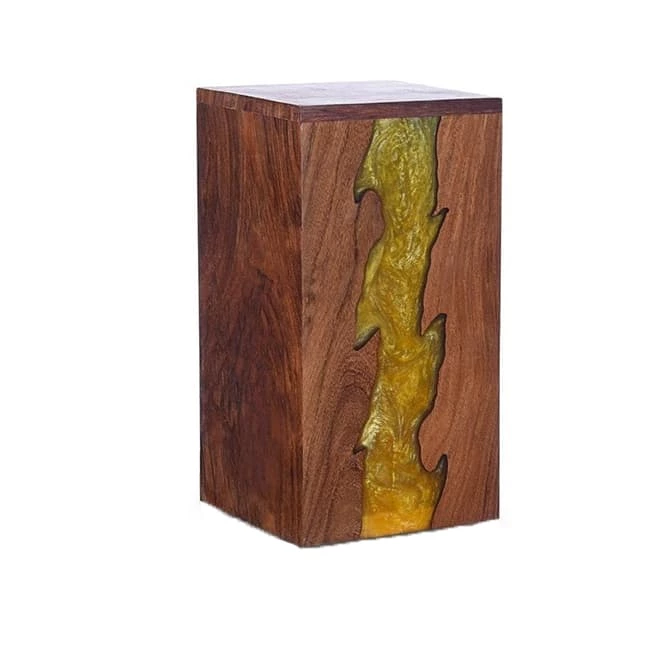Burial Urns Wood Urn Box and Gold River Epoxy Resin