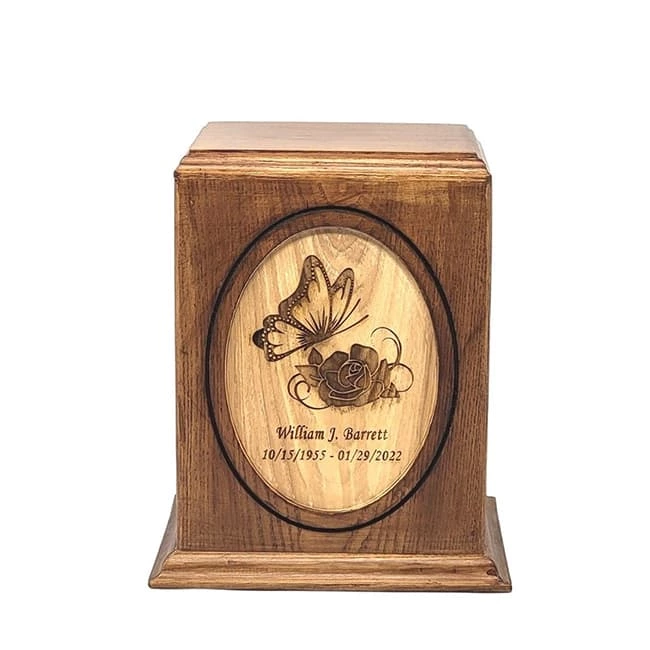 Solid Wood Butterfly Cremation Urn