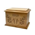Floral Hummingbird Design Pattern Wooden Funeral Urn Box