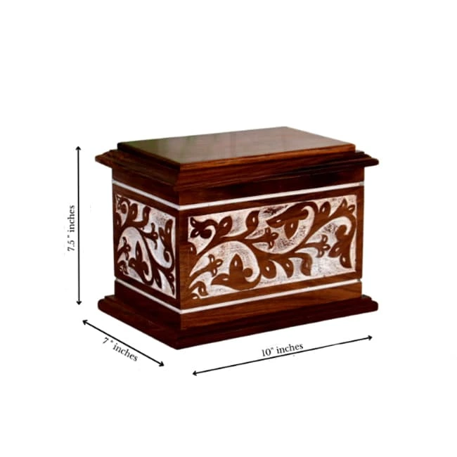 Hand-carved Floral Pattern Rosewood Cremation Urn