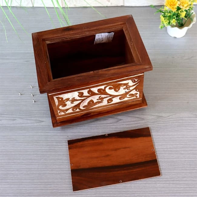 Hand-carved Floral Pattern Rosewood Cremation Urn