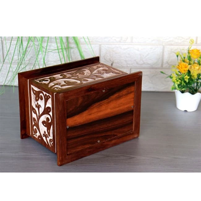 Hand-carved Floral Pattern Rosewood Cremation Urn