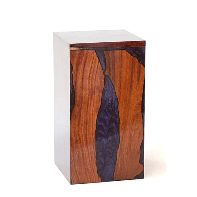 Epoxy Resin Funeral Wood Urn Box with  branch River Pattern