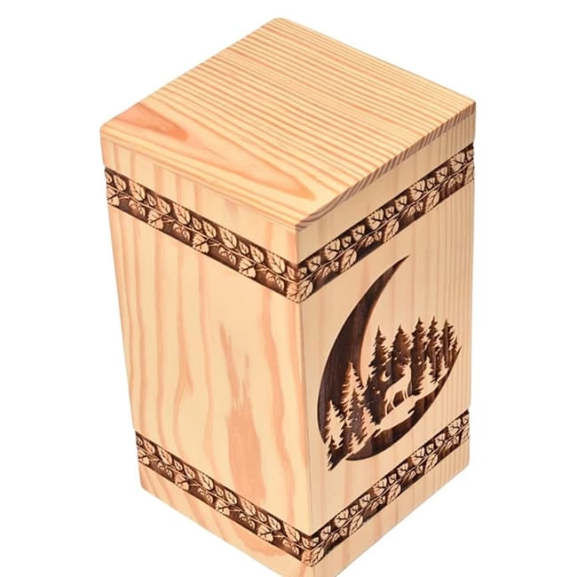 Handcrafted Pinewood Urn with Life of Tree