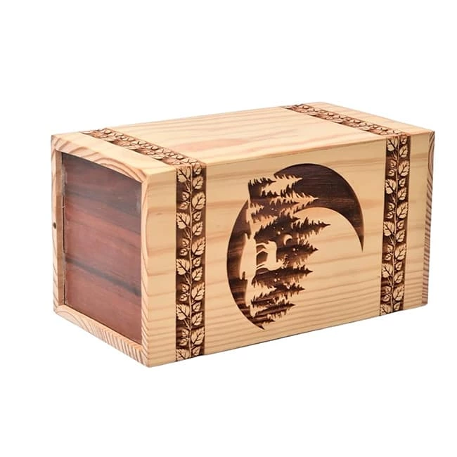 Handcrafted Pinewood Urn with Life of Tree