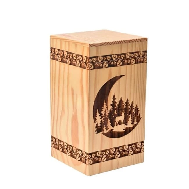 Handcrafted Pinewood Urn with Life of Tree