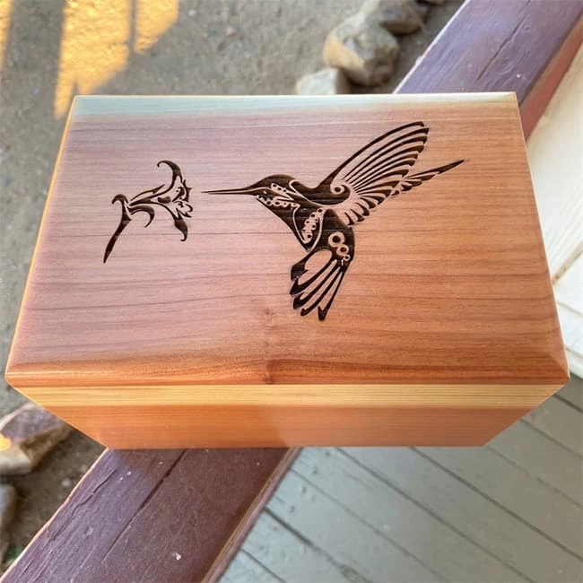 Roseood Cremation Urn Engraved Humming Bird
