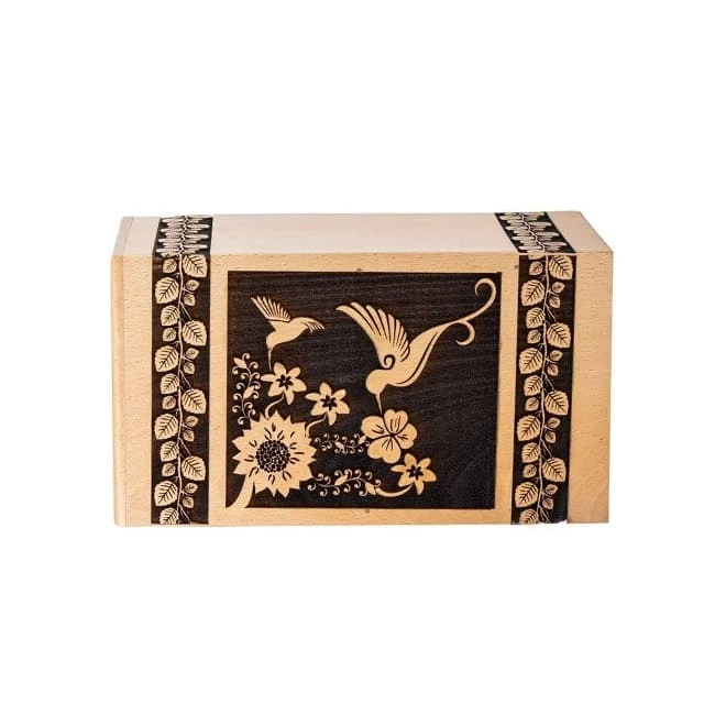 Handmade Rosewood Urn with Hummingbird