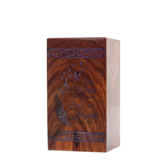 Peace Bird Pattern Wooden Urn for Ashes