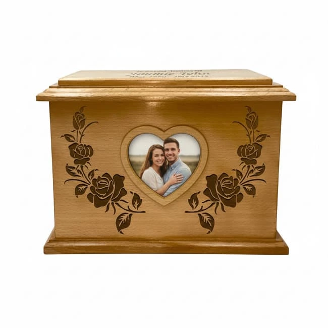 Rose Vine and Floral Pattern Cremation Urn Box