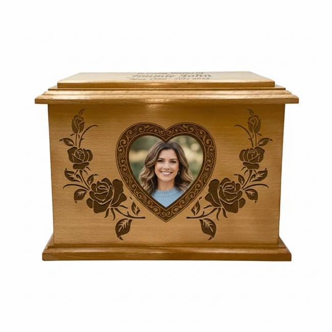 Rose Vine and Floral Pattern Cremation Urn Box