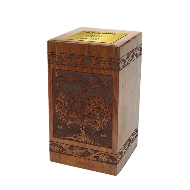 Epoxy Resin Tree of Life Cremation Urn Acrylic Engraved Plate