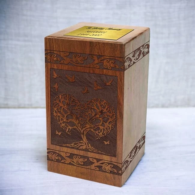 Epoxy Resin Tree of Life Cremation Urn Acrylic Engraved Plate