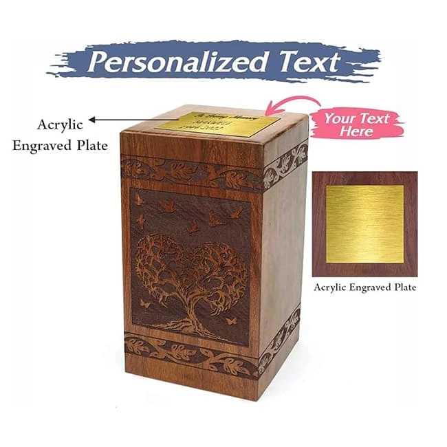 Epoxy Resin Tree of Life Cremation Urn Acrylic Engraved Plate
