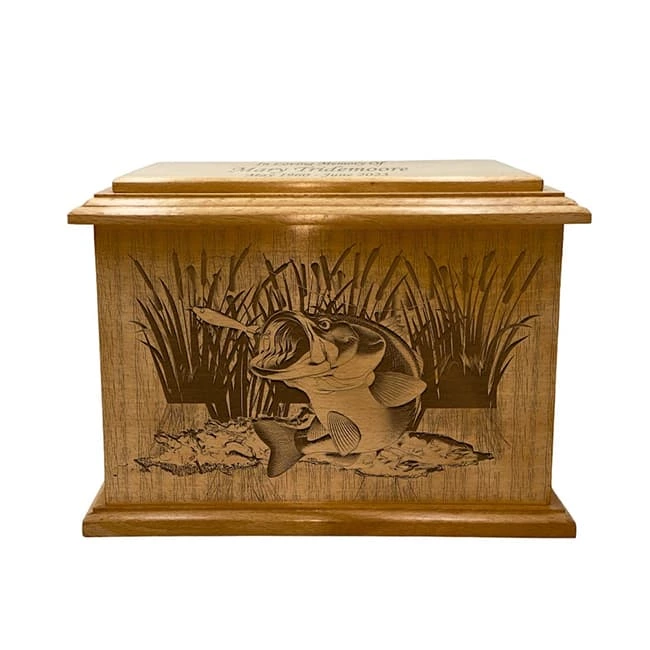 Sea Bass Wooden Funeral Cremation Urn