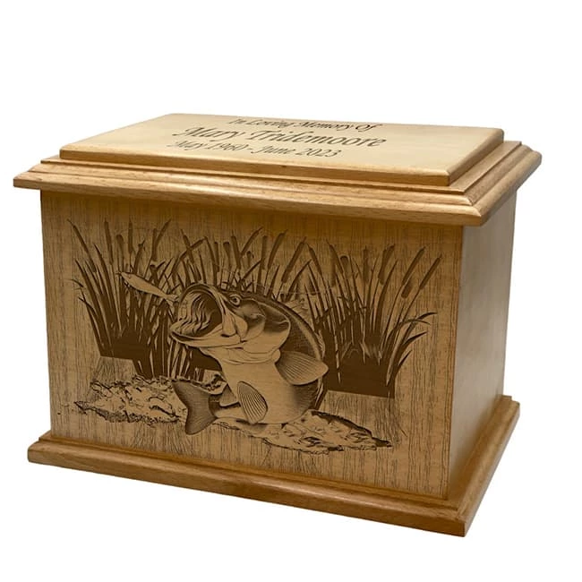 Sea Bass Wooden Funeral Cremation Urn