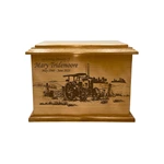 Engraving Wooden Tractor Farm Cremation Urn