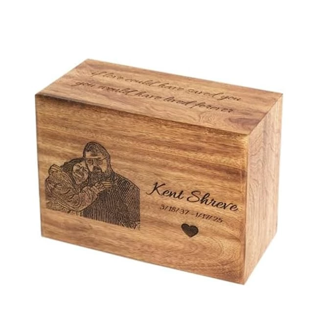 Engraved Theme Tree of Life Pattern Wood Cremation Urn